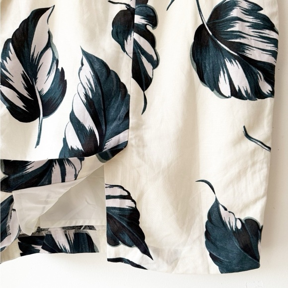 Ann Taylor Ivory Teal Leaves Linen Blend Tie Waist Pencil Skirt Size 8 Petite - Picture 9 of 15